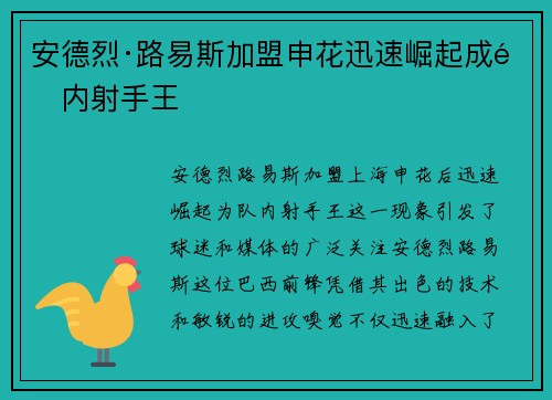 安德烈·路易斯加盟申花迅速崛起成队内射手王
